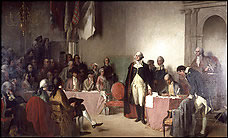 George Washington resigns (artwork)